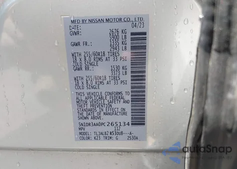 2023 Nissan Pathfinder S Fwd from USA, damaged, VIN 5N1DR3AA0PC265134